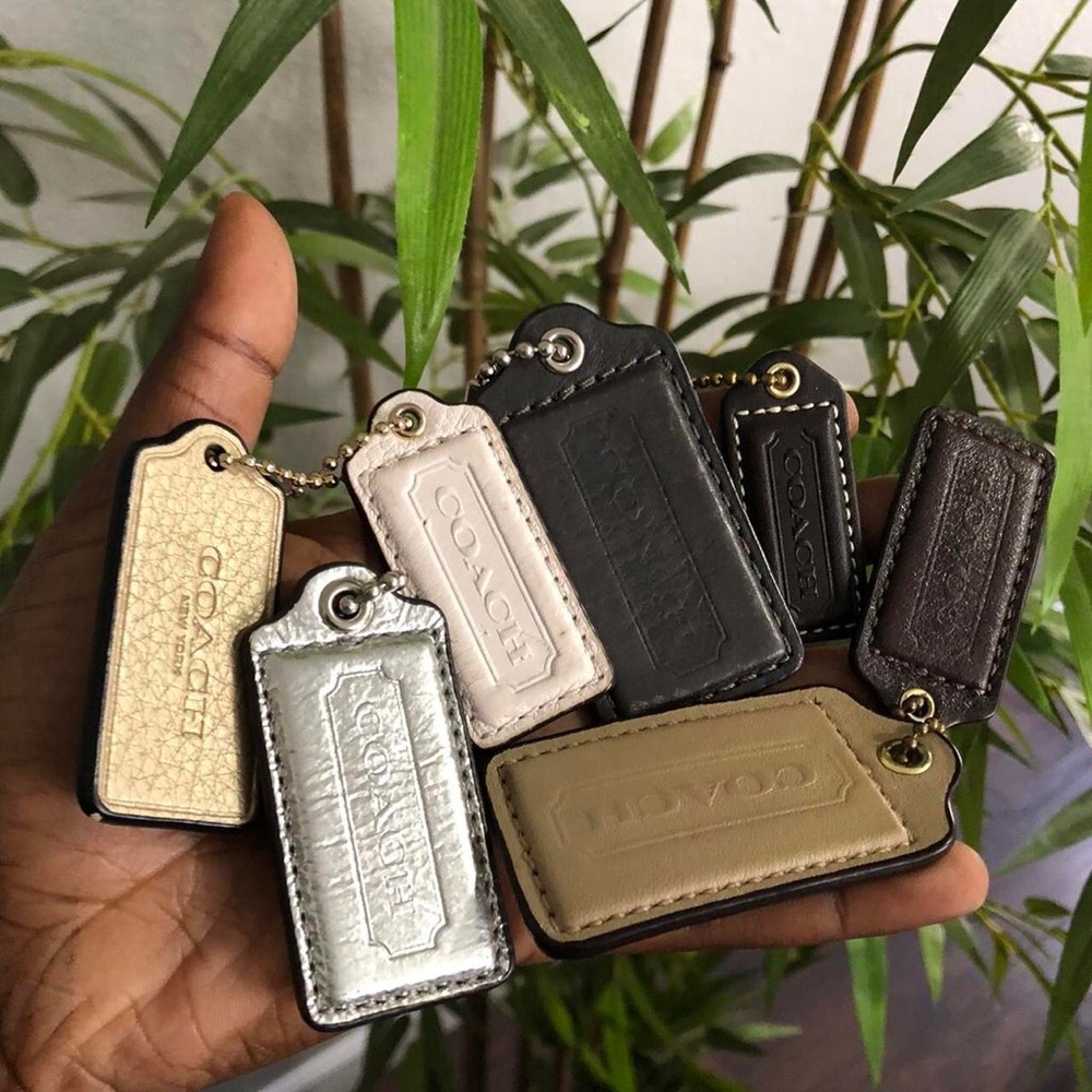 Coach Lot of 7 Bag Purse Charms Hang Tag Key Chain Fob Neutral Beige Brown Gold